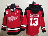 Red Wings 13 Pavel Datsyuk Red All Stitched Pullover Hoodie,baseball caps,new era cap wholesale,wholesale hats